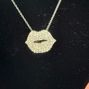 Silver Lip Pendant Necklace